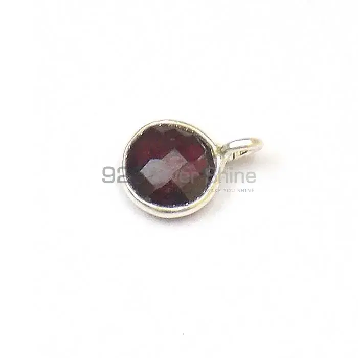 Red Garnet Quartz Round Gemstone Single Bail Bezel Sterling Silver Gemstone Connector 925GC351_2