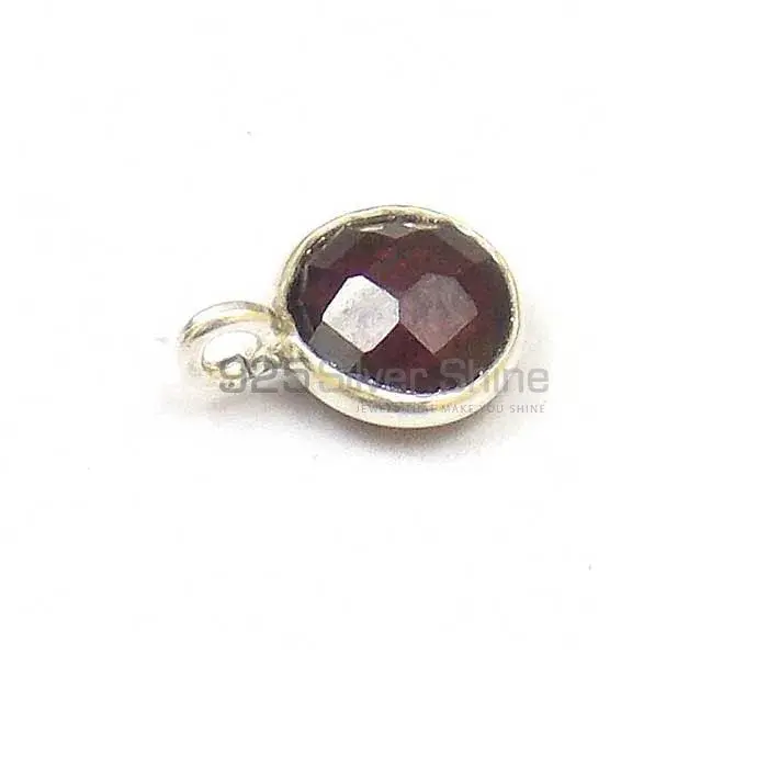 Red Garnet Quartz Round Gemstone Single Bail Bezel Sterling Silver Gemstone Connector 925GC351_4