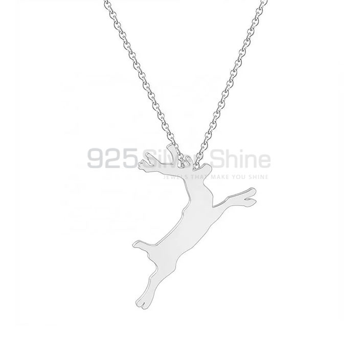 Reindeer Necklace, Wholesale Animal Minimalist Necklace In 925 Sterling Silver AMN228