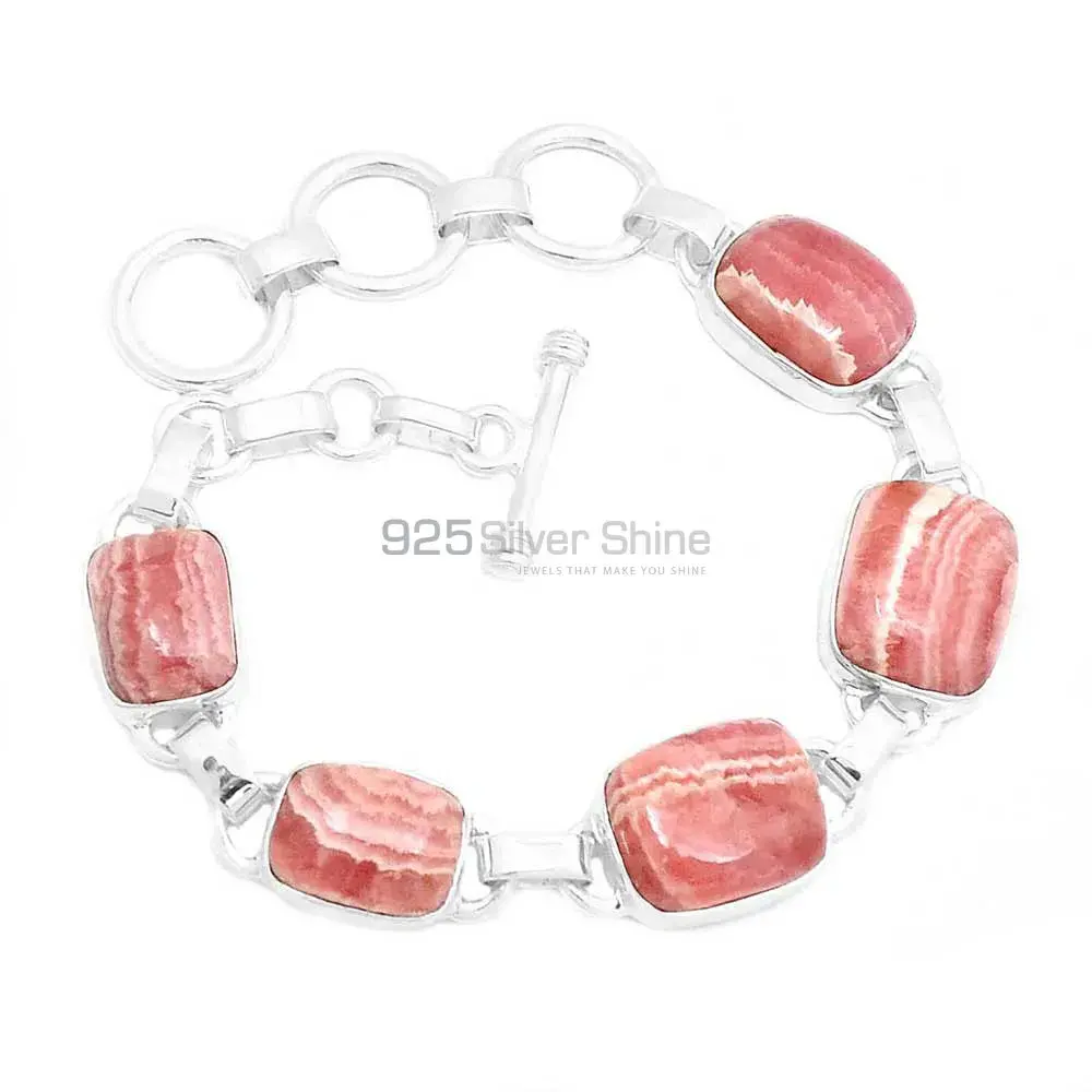 Rhodochrosite Best Price Gemstone Bracelets Suppliers In 925 Fine Silver Jewelry 925SB312-1
