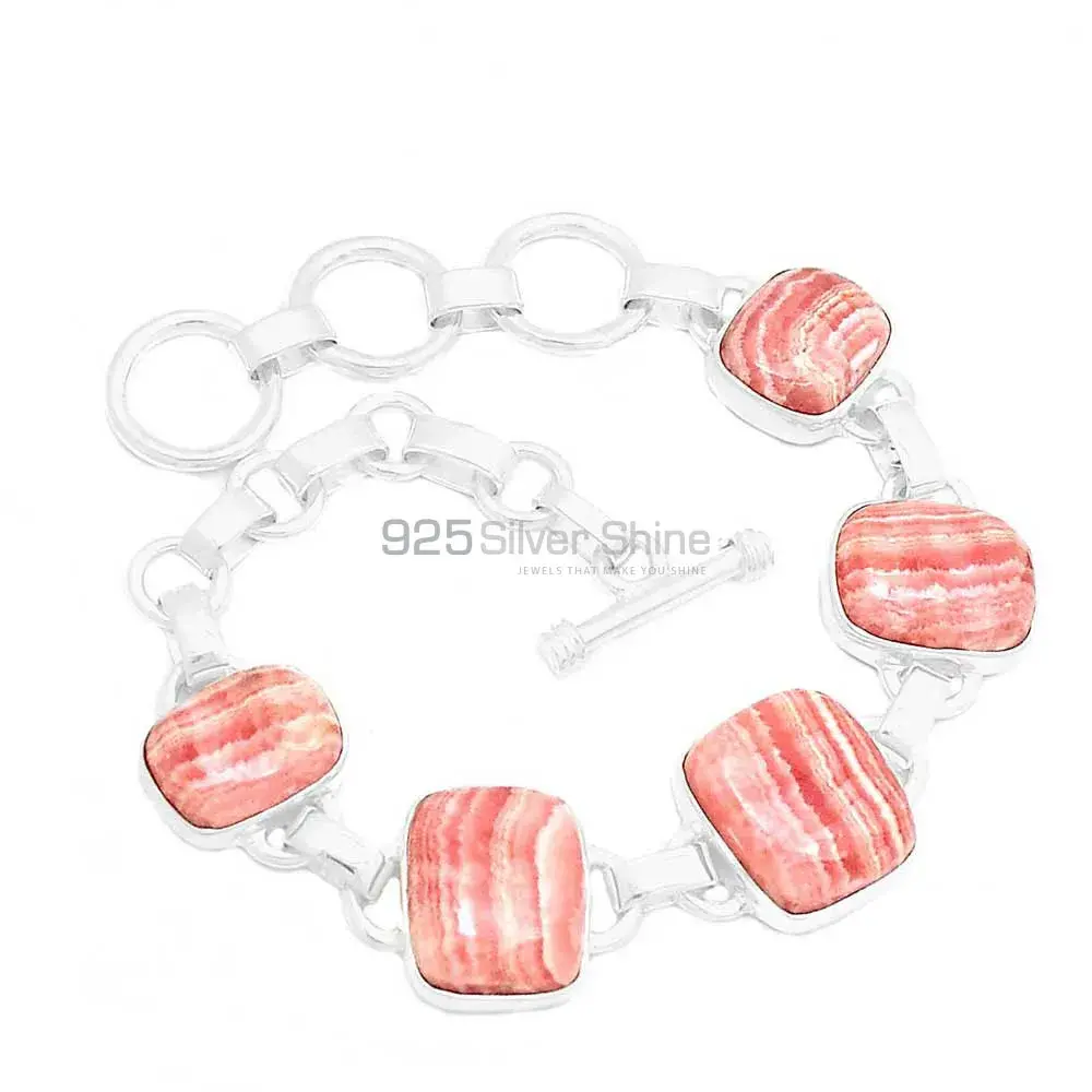 Rhodochrosite Gemstone Bracelets In 925 Fine Silver Jewelry 925SB312-1_0