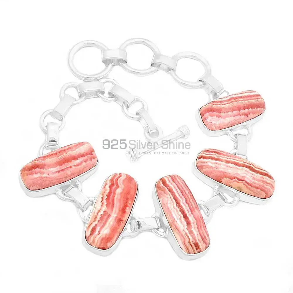 Rhodochrosite Gemstone Bracelets In 925 Fine Silver Jewelry 925SB312-1_2