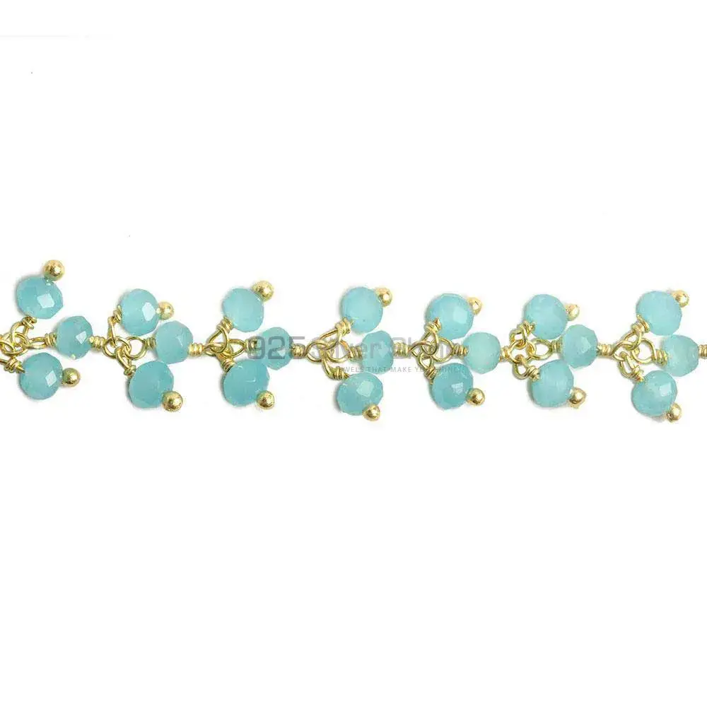 Robins Blue Chalcedony Rondell Rosary Chain. "Wire Wrapped 1 Feet Roll Chain" 925RC127