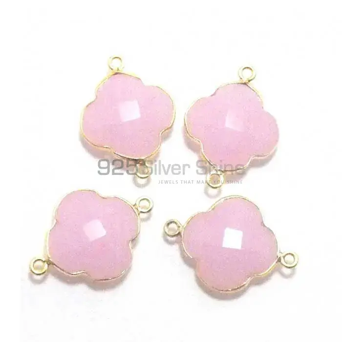 Rose Quartz Flower Gemstone Double Bail Bezel Sterling Silver Gold Vermeil Gemstone Connector 925GC217-1_3