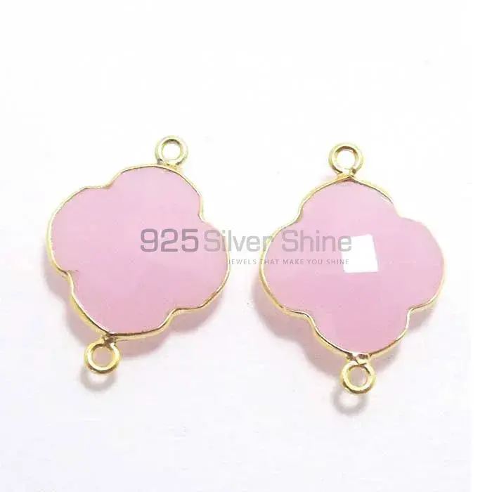 Rose Quartz Flower Gemstone Double Bail Bezel Sterling Silver Gold Vermeil Gemstone Connector 925GC217-1_4