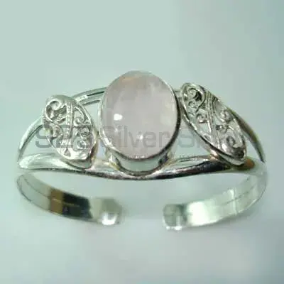 Rose Quartz Gemstone Cuff Bangle Or Bracelets with 925 Sterling Silver 925SSB305