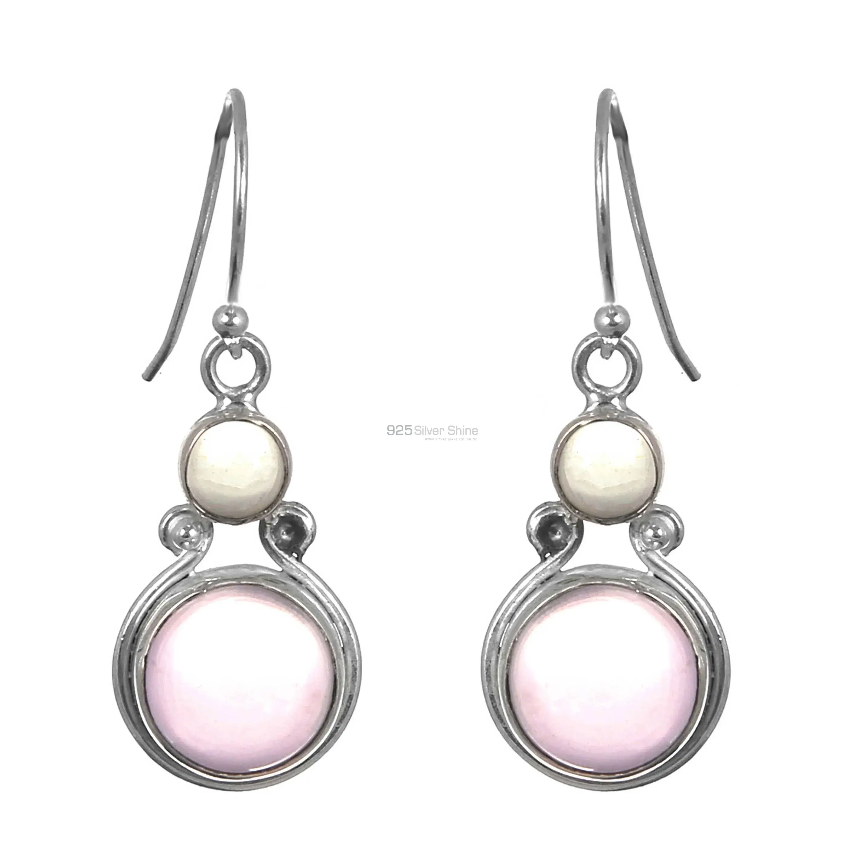 Rose Quartz Gemstone Earrings In Sterling Silver Jewelry 925SE169