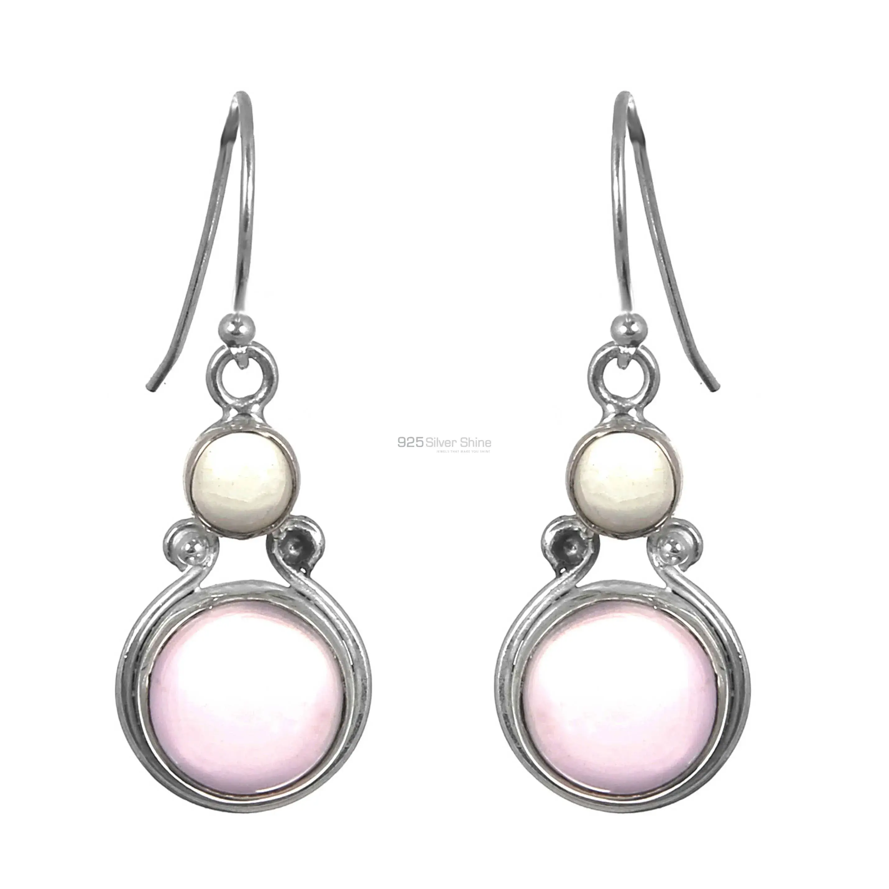 Rose Quartz Gemstone Earrings In Sterling Silver Jewelry 925SE169_0