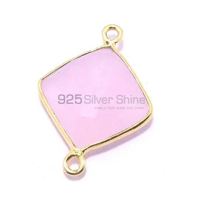 Rose Quartz Square Gemstone Double Bail Bezel Sterling Silver Gold Vermeil Gemstone Connector 925GC276_2