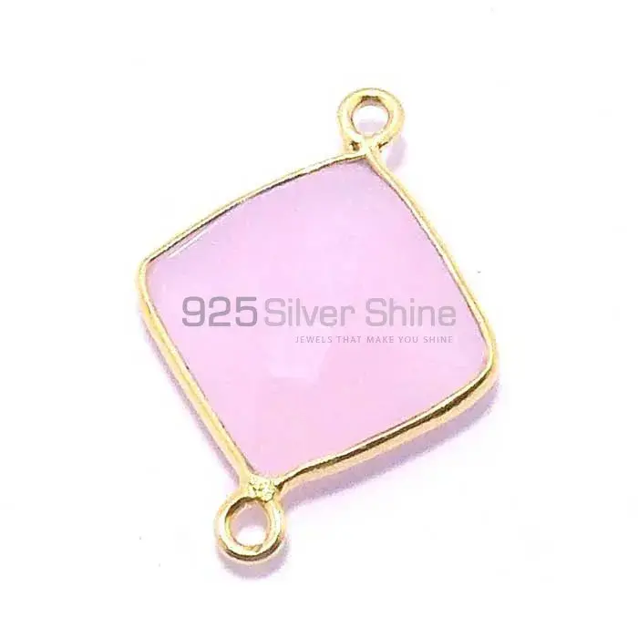 Rose Quartz Square Gemstone Double Bail Bezel Sterling Silver Gold Vermeil Gemstone Connector 925GC276_3