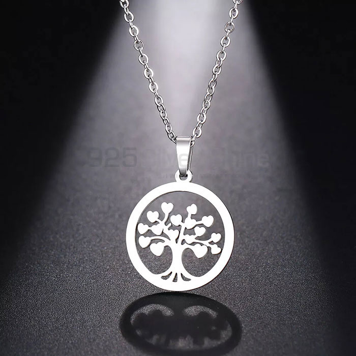 Round Life Of Tree Minimalist Necklace In 925 Silver TLMN610