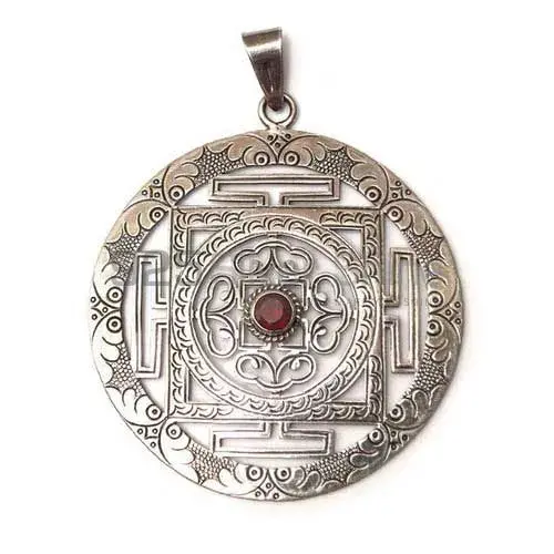 Scared Temple Mandala Pendant In Fine Silver 925MN106_0