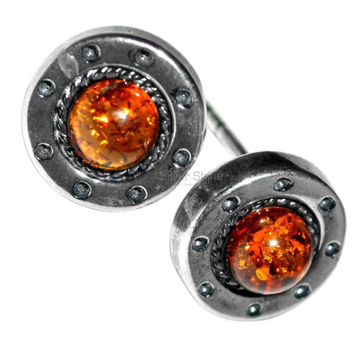 Semi Precious Amber Gemstone Earrings Manufacturer In 925 Sterling Silver Jewelry 925SE2928_0