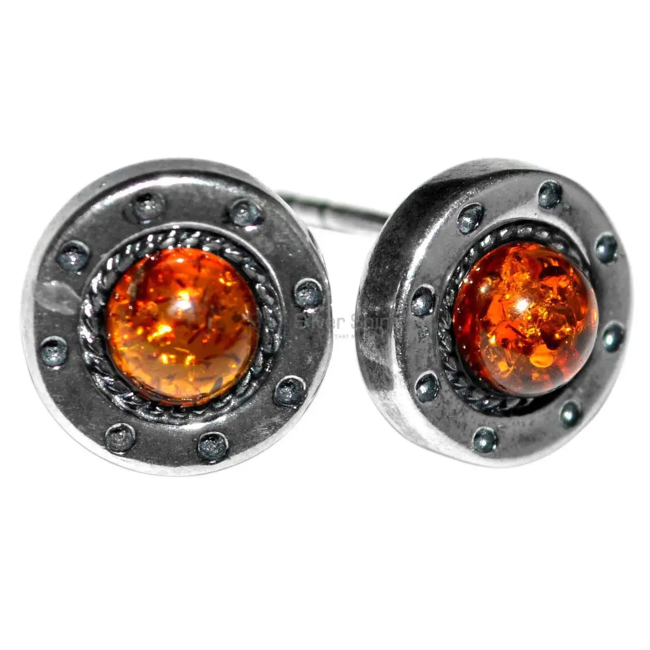Semi Precious Amber Gemstone Earrings In 925 Sterling Silver Jewelry 925SE2928_2