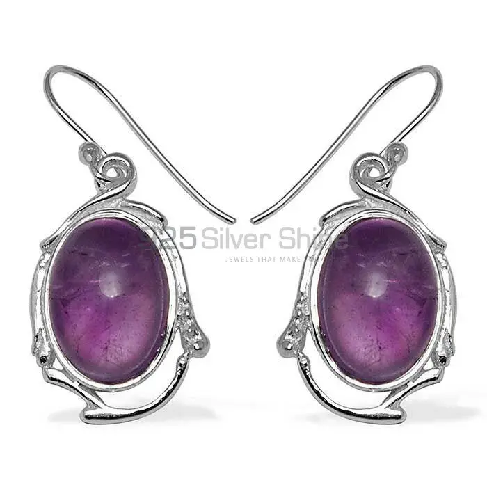 Semi Precious Amethyst Gemstone Earrings In 925 Sterling Silver 925SE783