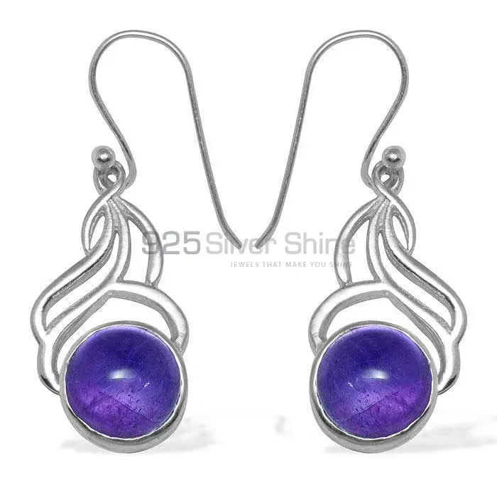 Semi Precious Amethyst Gemstone Earrings Manufacturer In 925 Sterling Silver Jewelry 925SE816