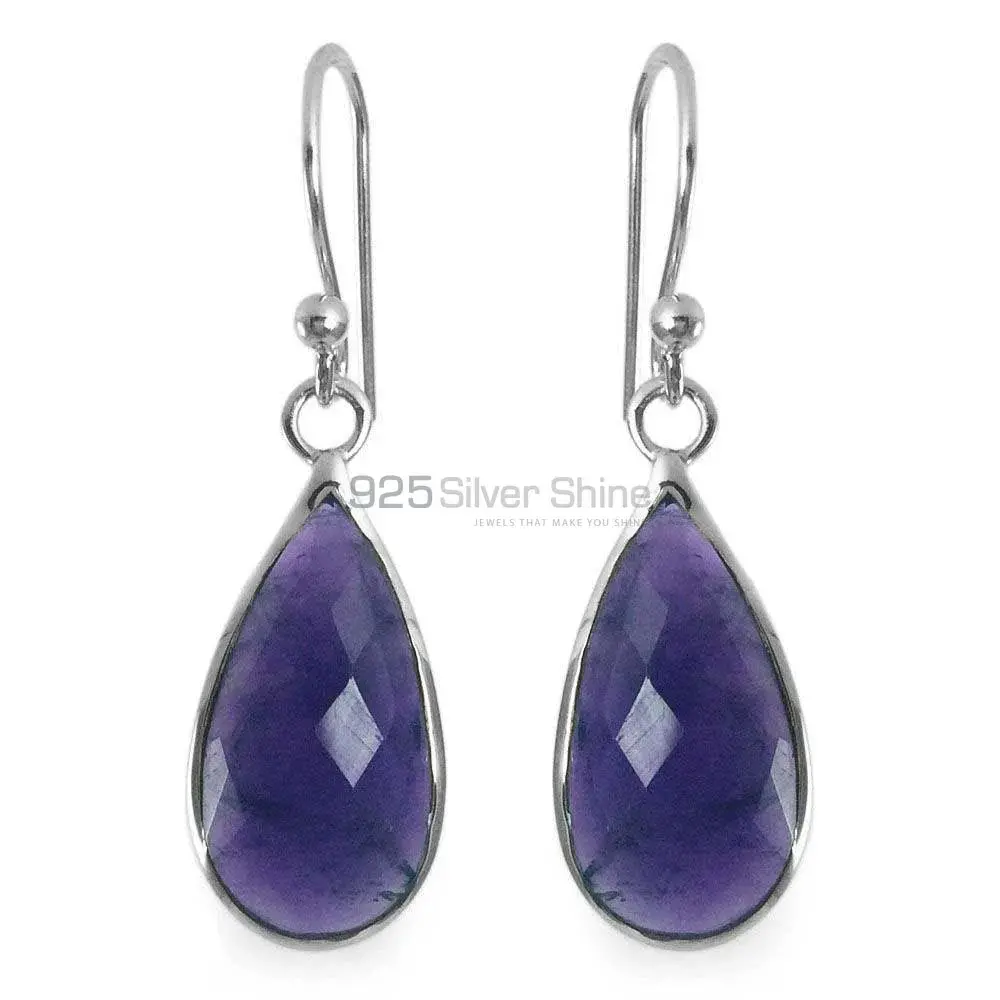 Semi Precious Amethyst Gemstone Earrings In 925 Sterling Silver Jewelry 925SE1354_0