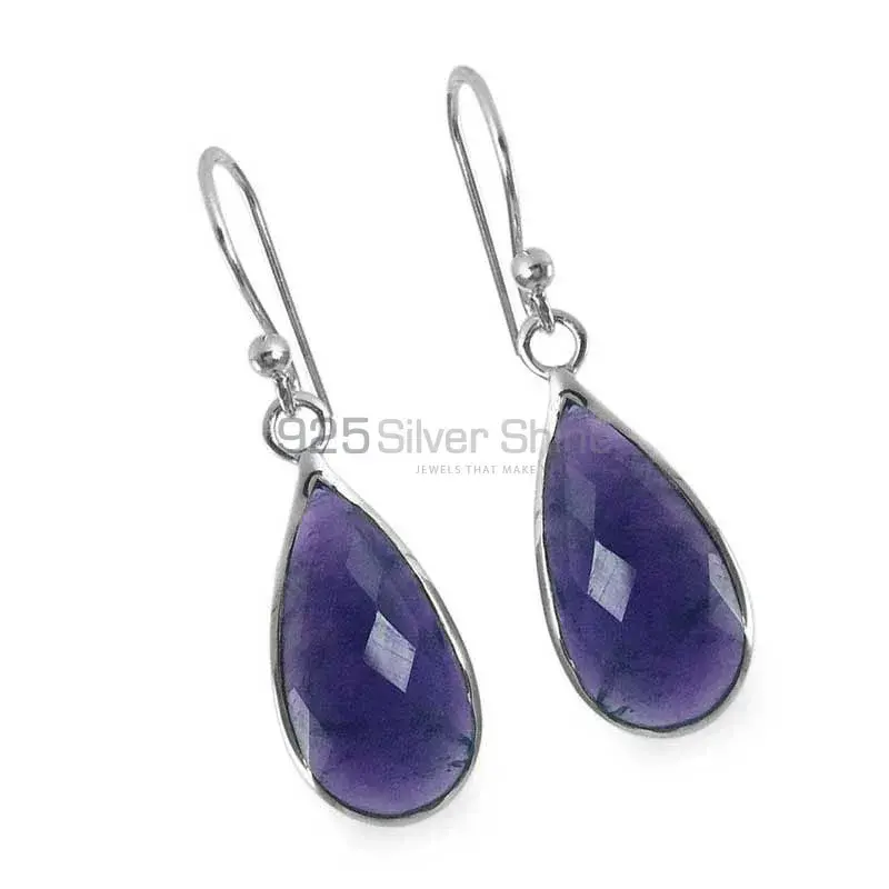 Semi Precious Amethyst Gemstone Earrings In 925 Sterling Silver Jewelry 925SE1354_1