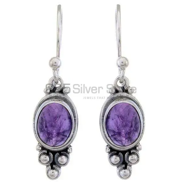 Semi Precious Amethyst Gemstone Earrings Wholesaler In 925 Sterling Silver Jewelry 925SE1193