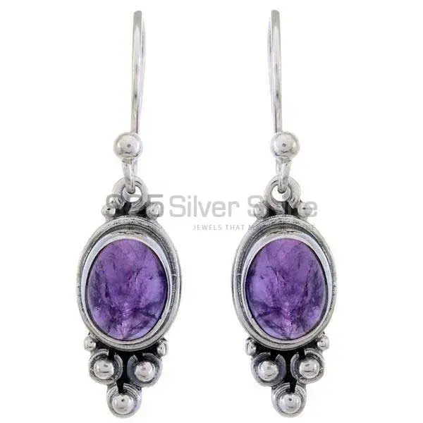 Semi Precious Amethyst Gemstone Earrings In 925 Sterling Silver Jewelry 925SE1193_0