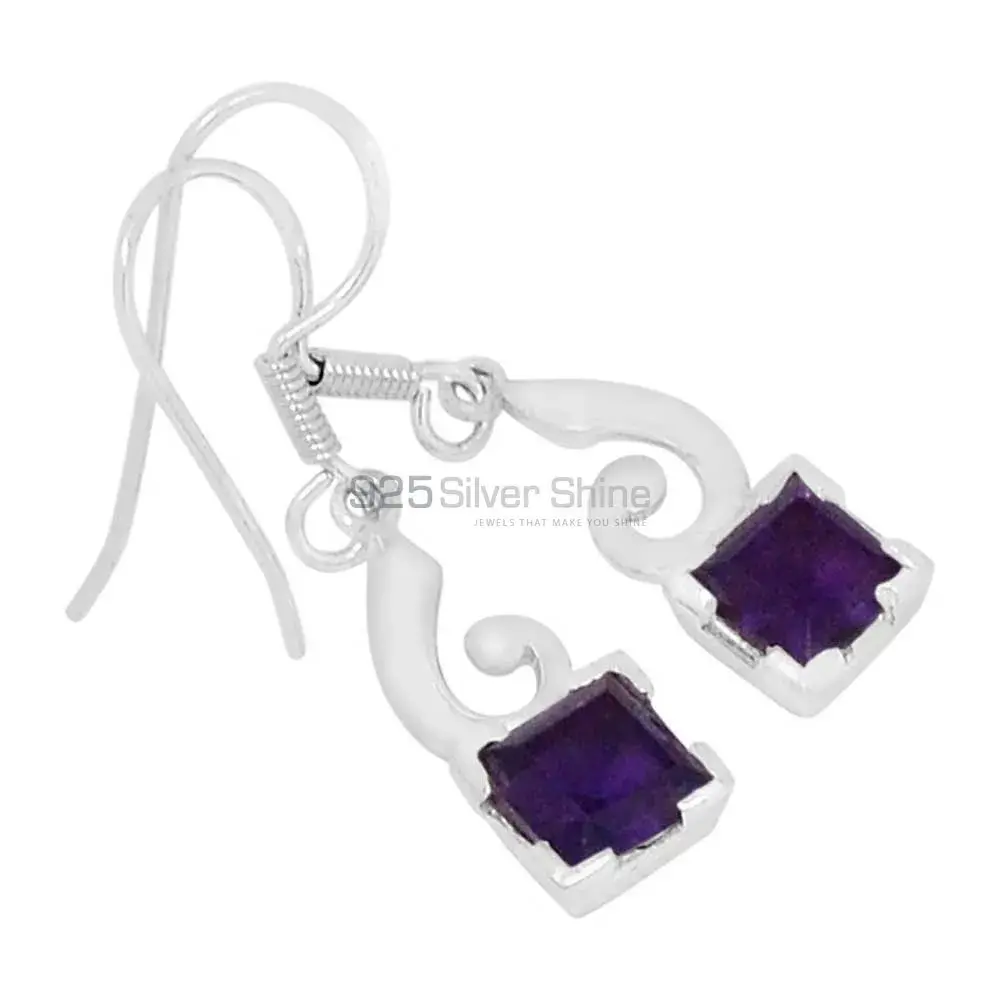 Semi Precious Amethyst Gemstone Earrings In 925 Sterling Silver Jewelry 925SE570_0
