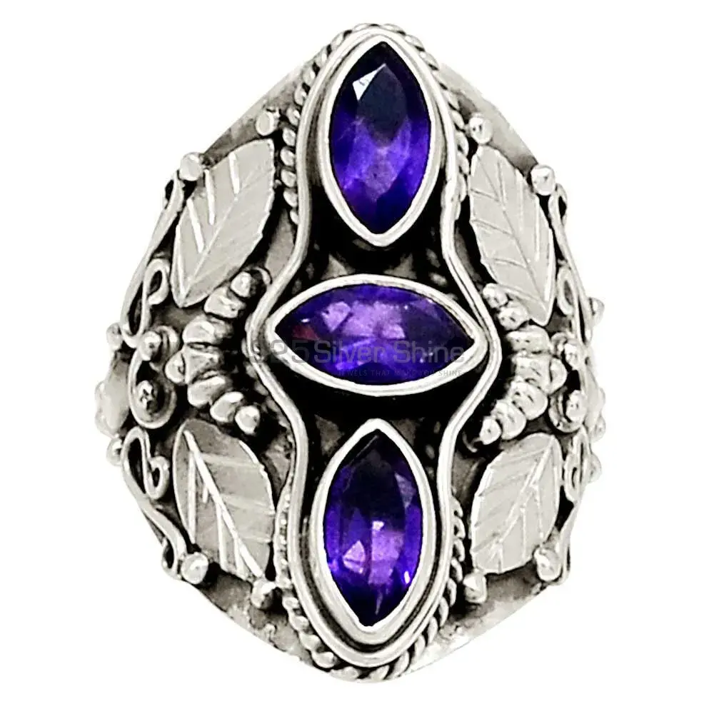 Semi Precious Amethyst Gemstone Handmade Ring In Sterling Silver Jewelry 925SR2384