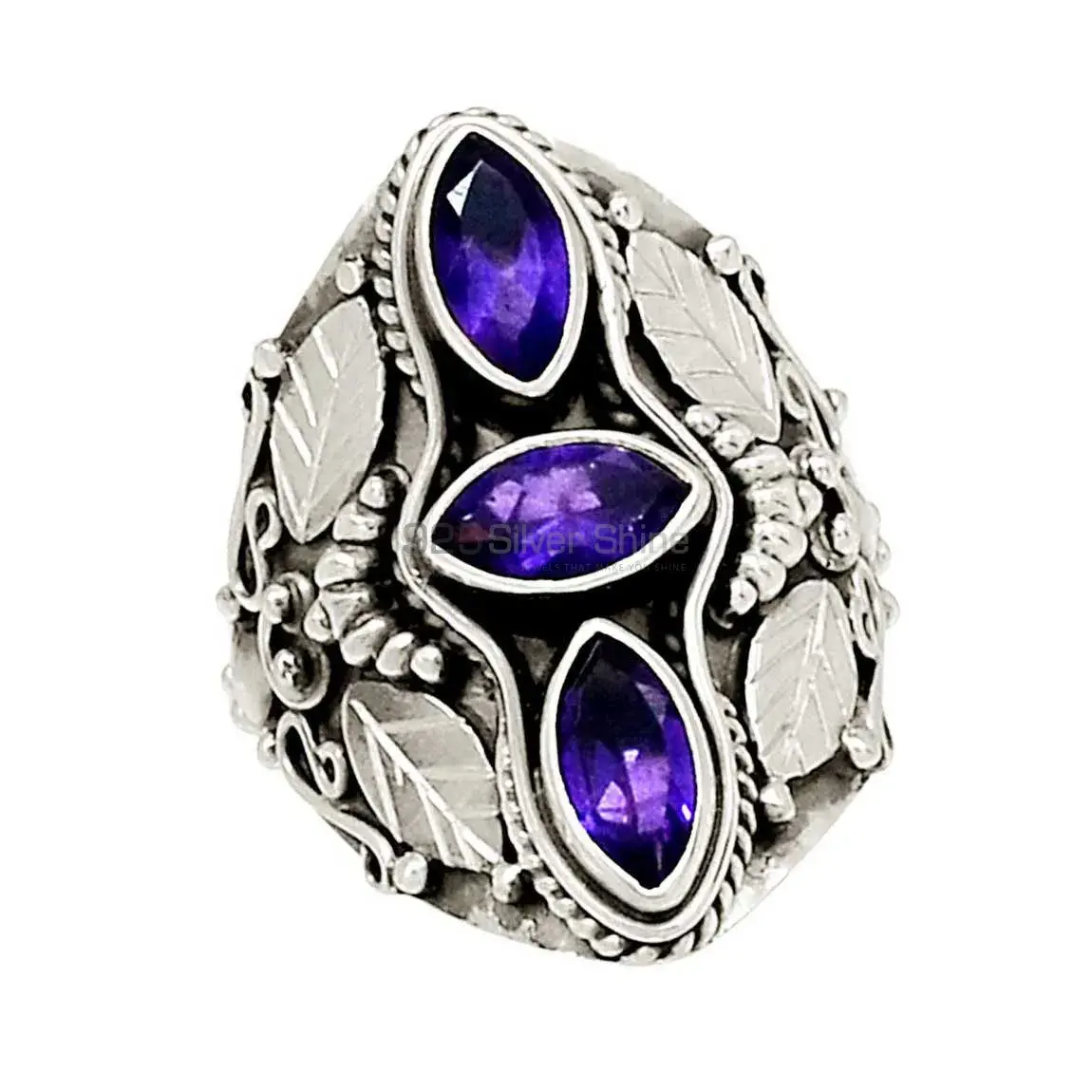 Semi Precious Amethyst Gemstone Handmade Ring In Sterling Silver Jewelry 925SR2384_1