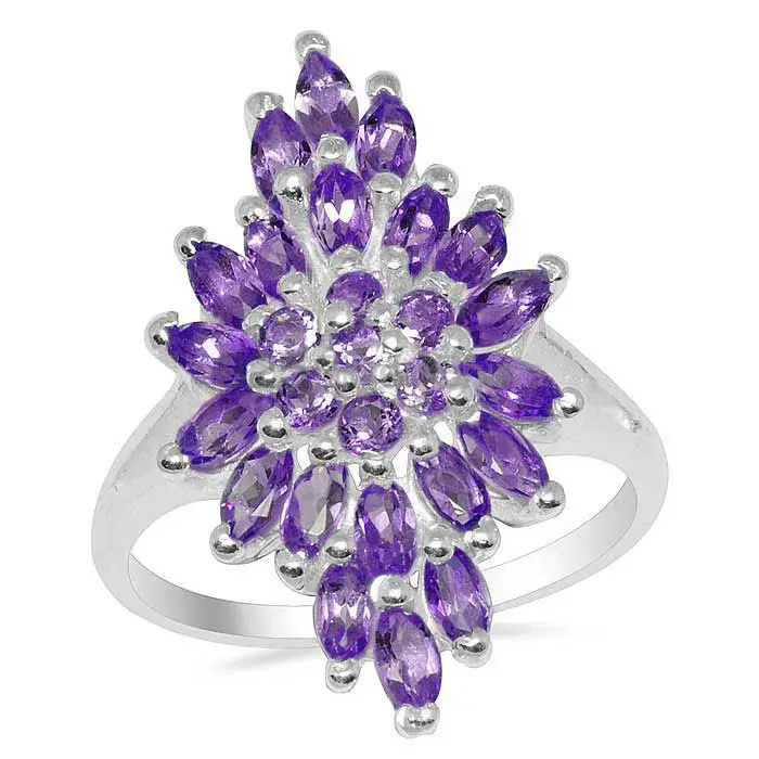 Semi Precious Amethyst Gemstone Rings In 925 Sterling Silver 925SR1686