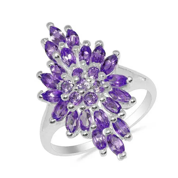 Semi Precious Amethyst Gemstone Rings In 925 Sterling Silver 925SR1686_1