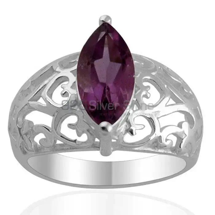 Amethyst Stone Filigree Design Silver Rings 925SR1373