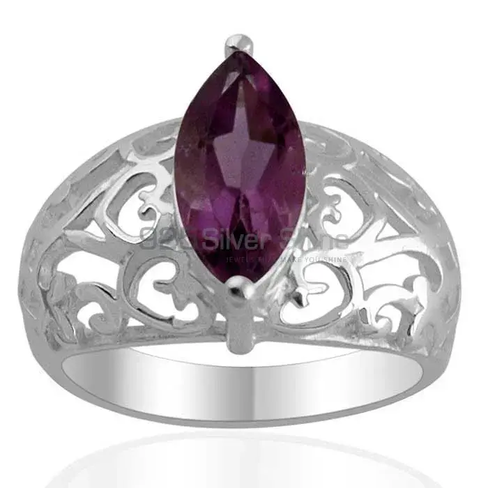 Amethyst Stone Filigree Design Silver Rings 925SR1373_0