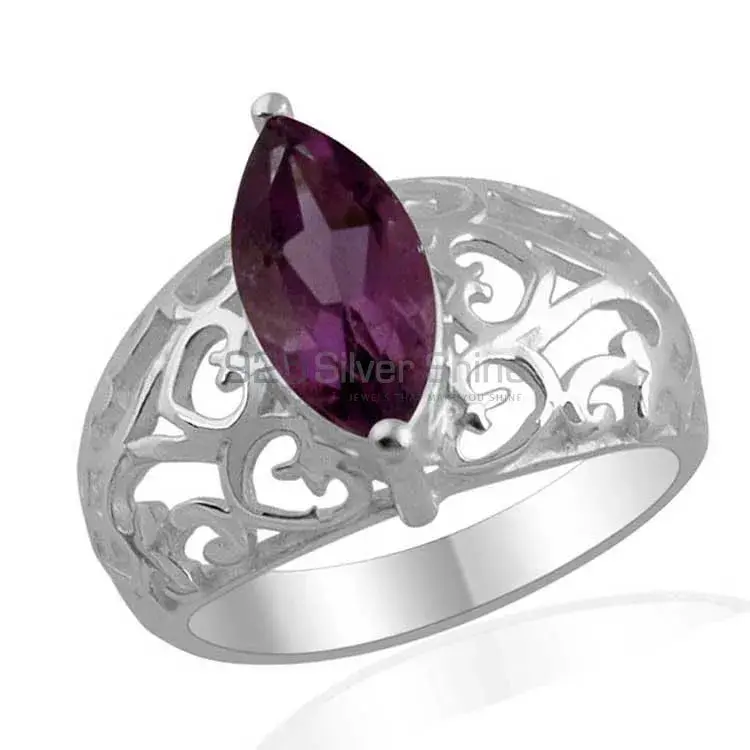 Amethyst Stone Filigree Design Silver Rings 925SR1373_0