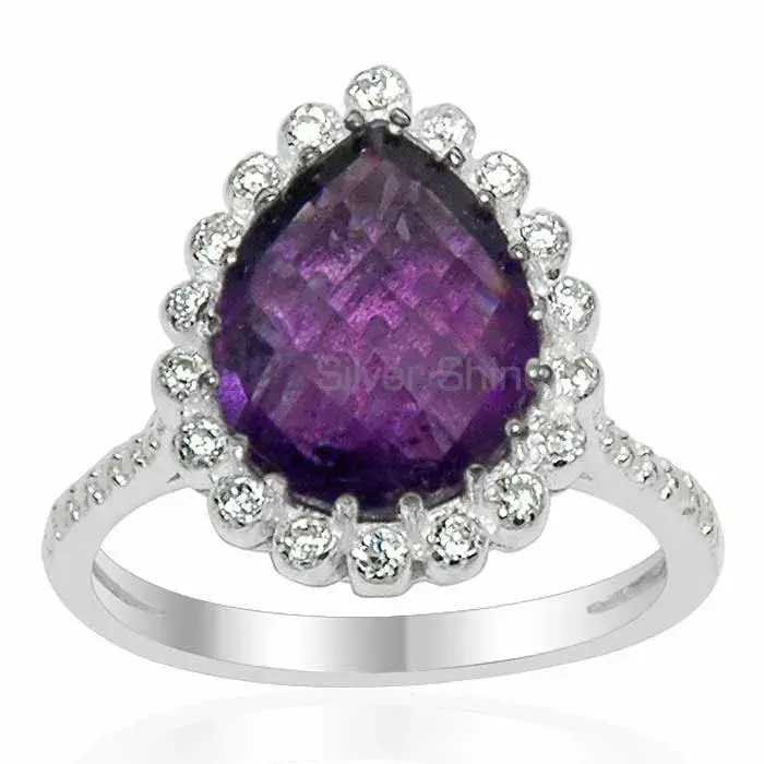 Chekar Cut Amethyst emstone Silver Rings 925SR1531