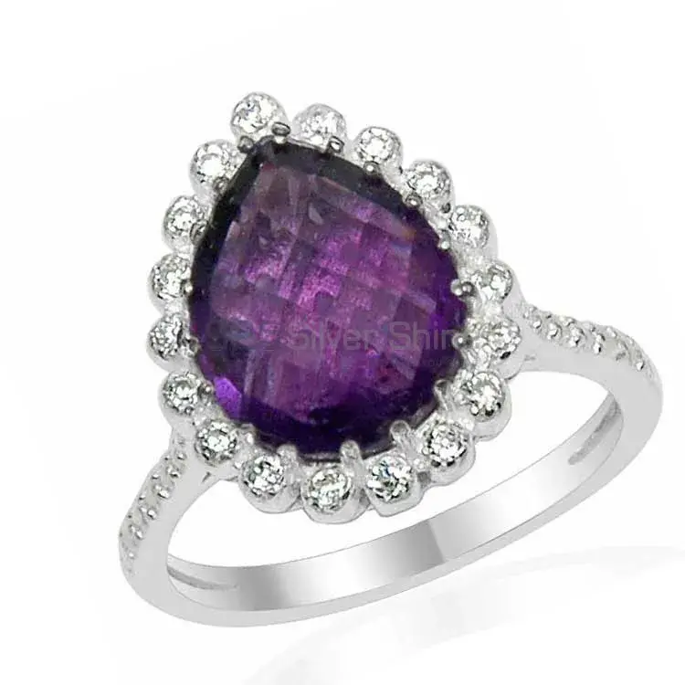 Chekar Cut Amethyst emstone Silver Rings 925SR1531_0