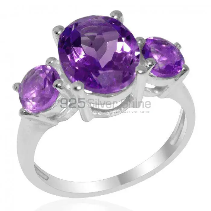 Semi Precious Amethyst Gemstone Rings Manufacturer In 925 Sterling Silver Jewelry 925SR1403