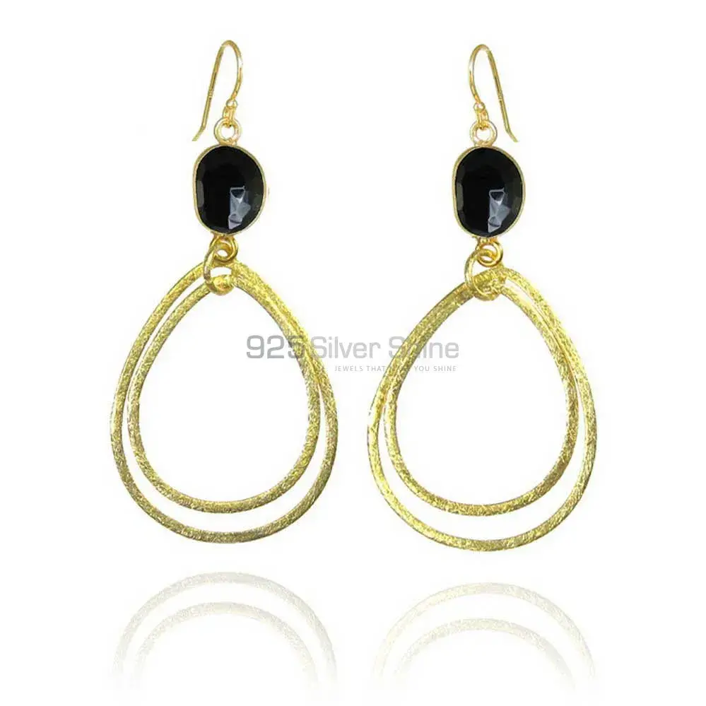 Semi Precious Black Onyx Gemstone Earrings Exporters In 925 Sterling Silver Jewelry 925SE1953