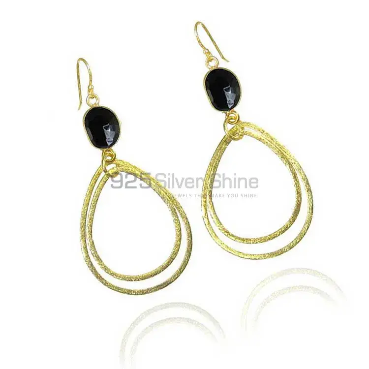 Semi Precious Black Onyx Gemstone Earrings Exporters In 925 Sterling Silver Jewelry 925SE1953_0