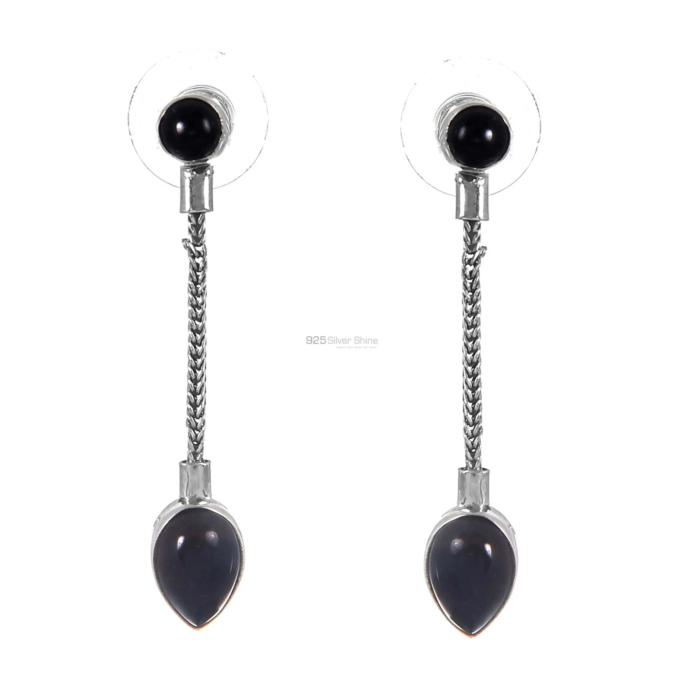 Semi Precious Black onyx Gemstone Earrings In 925 Sterling Silver Jewelry 925SE257
