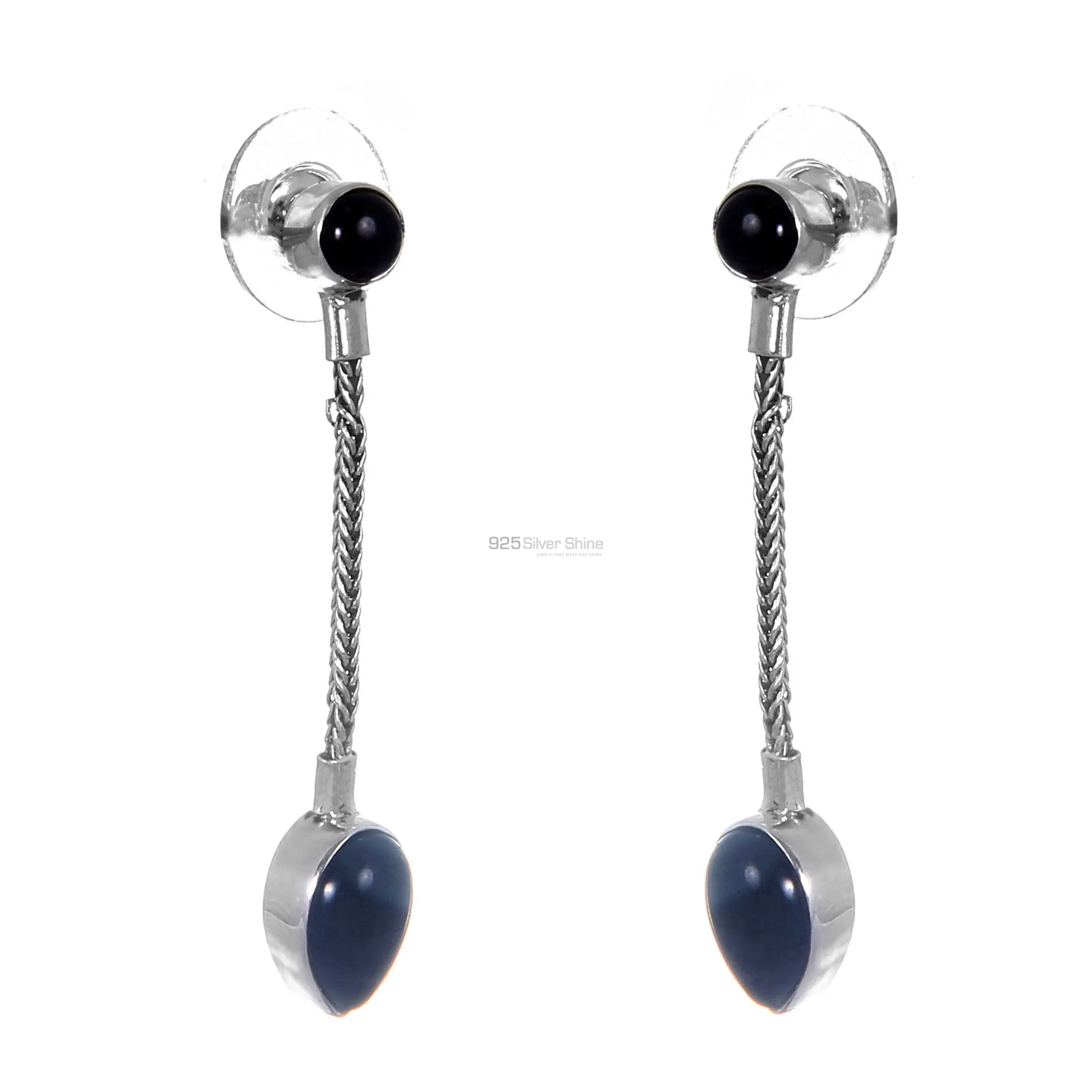 Semi Precious Black onyx Gemstone Earrings In 925 Sterling Silver Jewelry 925SE257_0