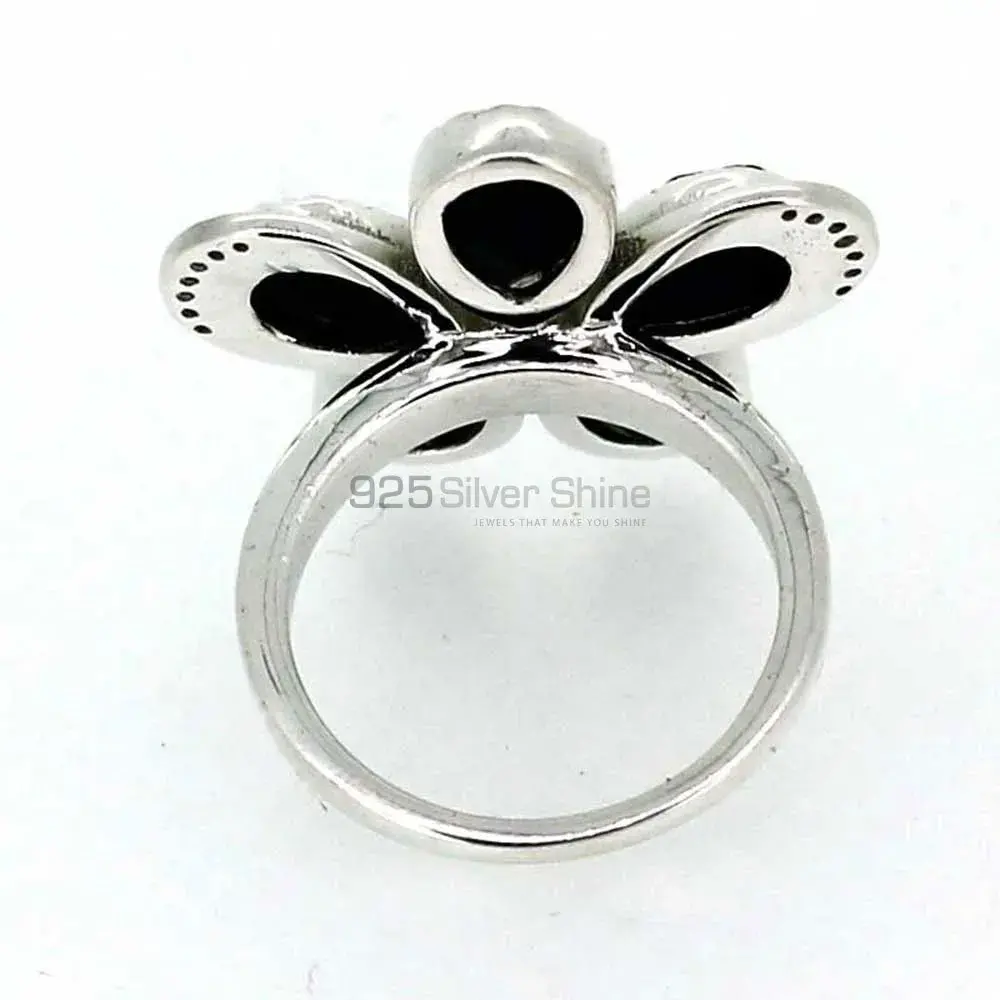 Semi Precious Black Onyx Gemstone Ring In Sterling Silver 925SR043-1_0