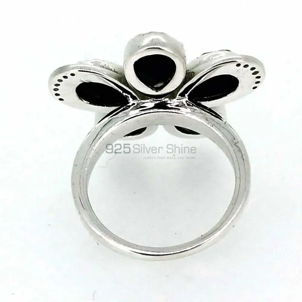 Semi Precious Black Onyx Gemstone Ring In Sterling Silver 925SR043-1_1