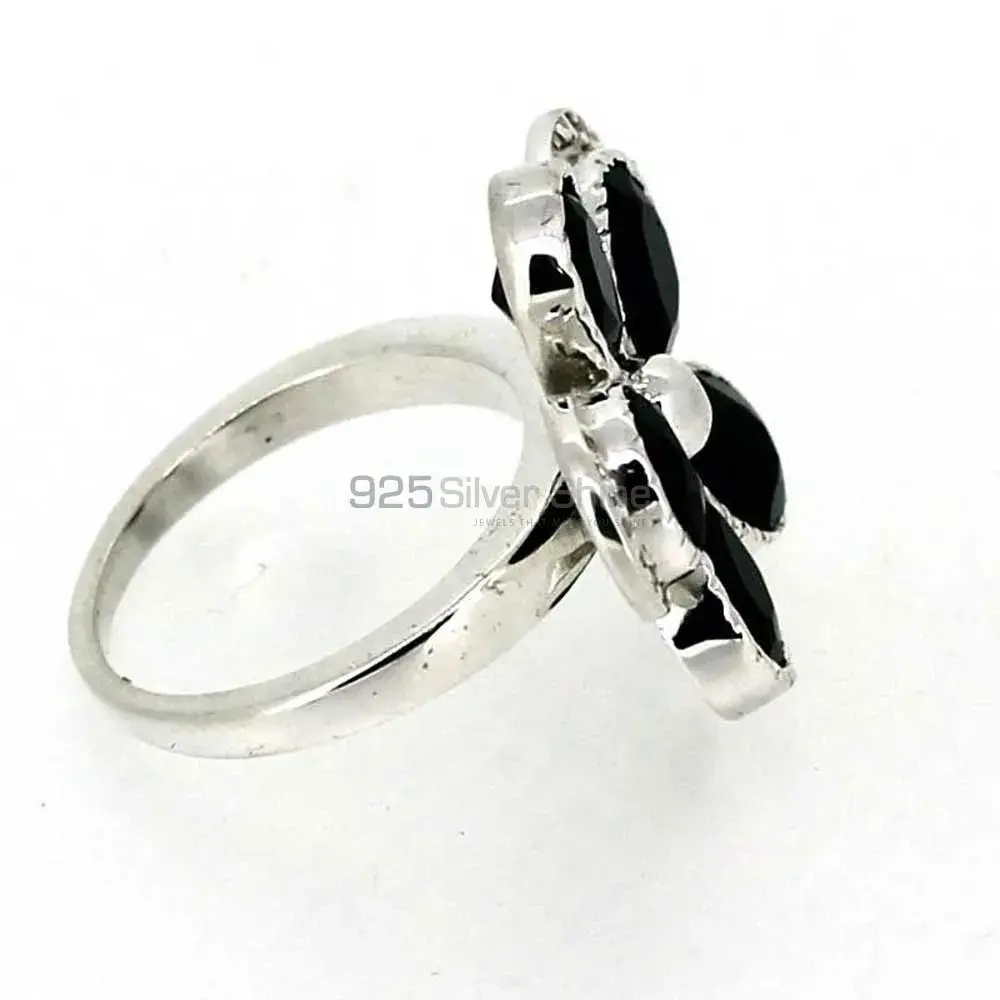 Semi Precious Black Onyx Gemstone Ring In Sterling Silver 925SR043-1_1