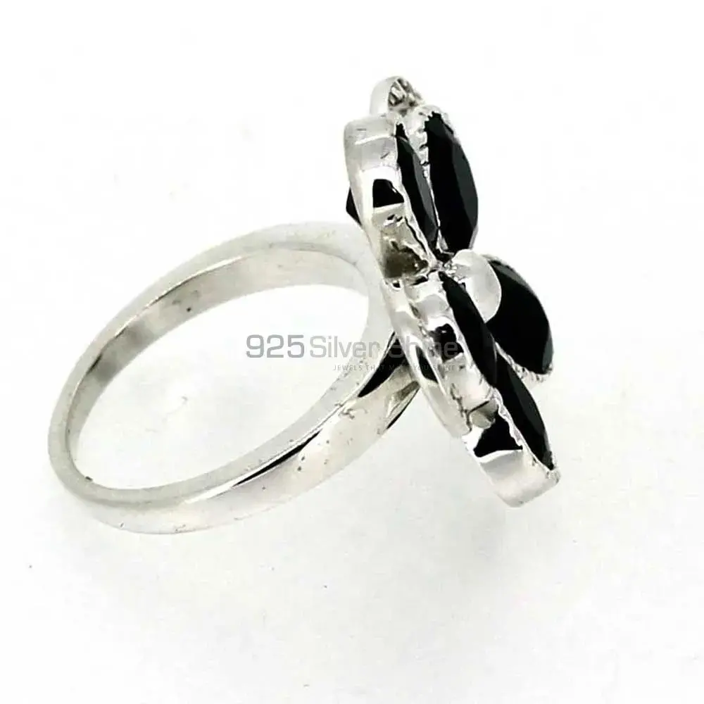 Semi Precious Black Onyx Gemstone Ring In Sterling Silver 925SR043-1_2
