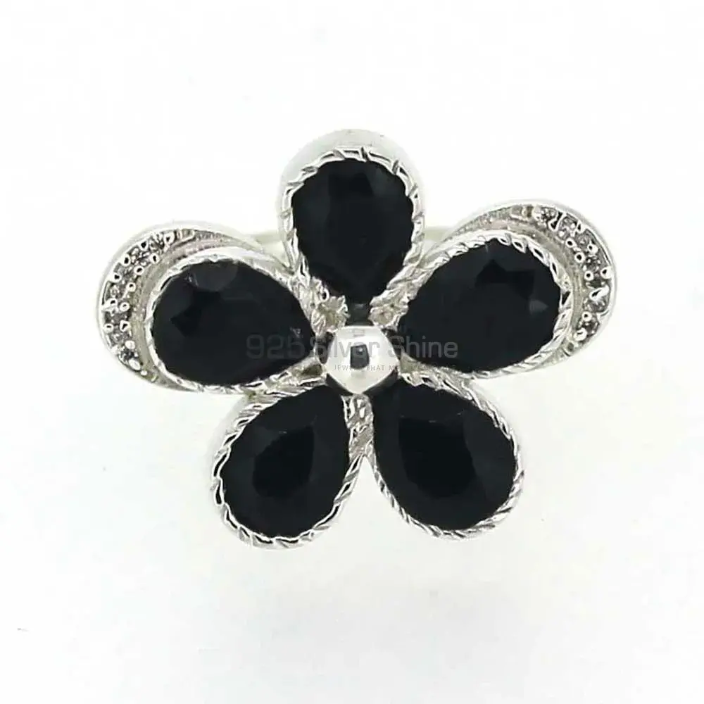 Semi Precious Black Onyx Gemstone Ring In Sterling Silver 925SR043-1_2