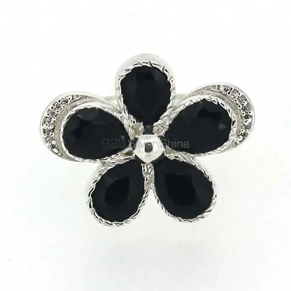 Semi Precious Black Onyx Gemstone Ring In Sterling Silver 925SR043-1_3
