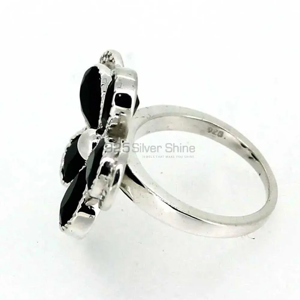 Semi Precious Black Onyx Gemstone Ring In Sterling Silver 925SR043-1_3