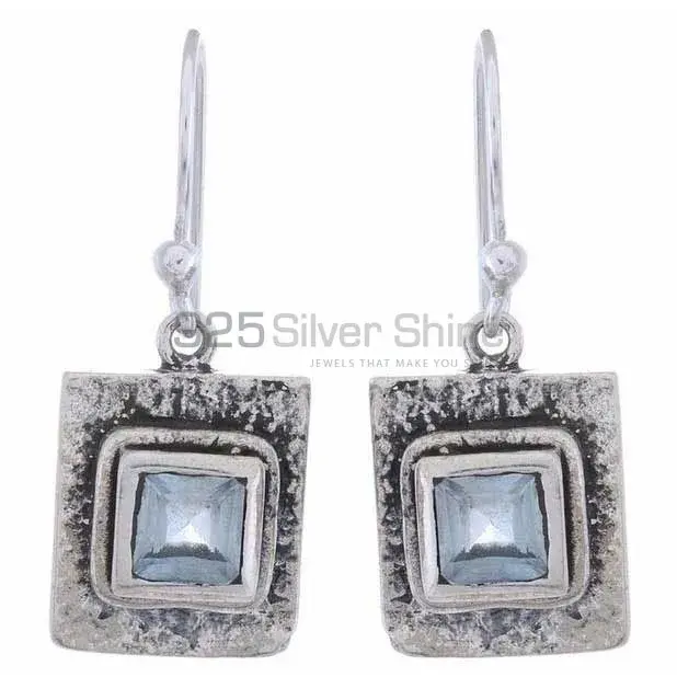 Semi Precious Blue Topaz Gemstone Earrings Exporters In 925 Sterling Silver Jewelry 925SE1199
