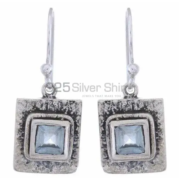 Semi Precious Blue Topaz Gemstone Earrings In 925 Sterling Silver Jewelry 925SE1199_0