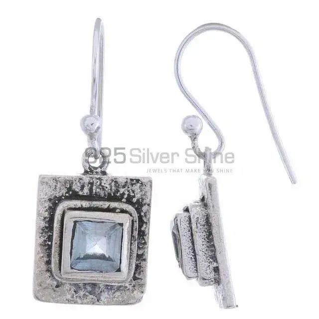 Semi Precious Blue Topaz Gemstone Earrings In 925 Sterling Silver Jewelry 925SE1199_1