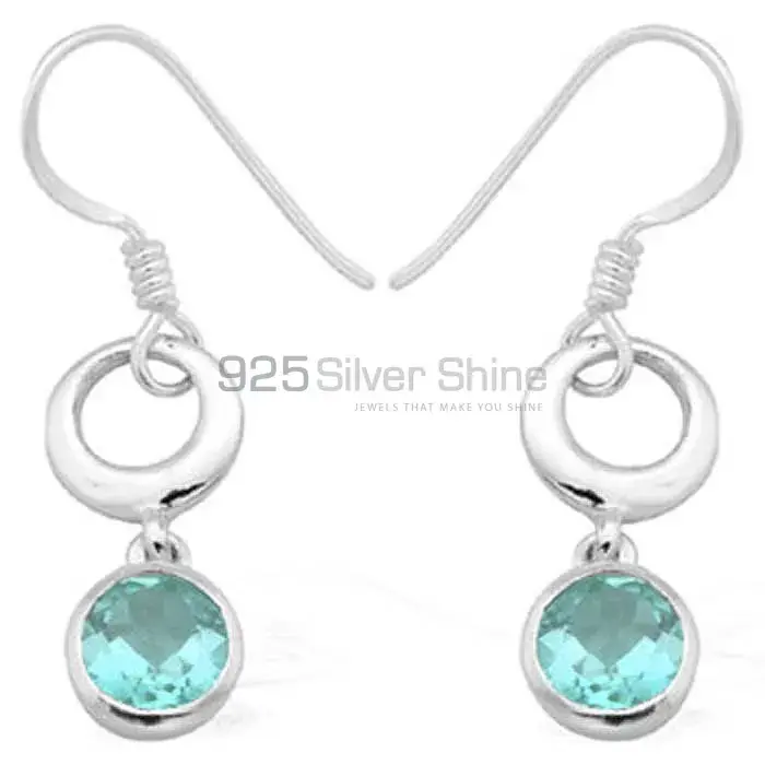 Semi Precious Blue Topaz Gemstone Earrings Manufacturer In 925 Sterling Silver Jewelry 925SE974
